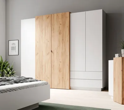 Immagine prodotto di Armadio Triest ad ante battenti 230x51x201cm bianco oro rovere artigianale 5 ante