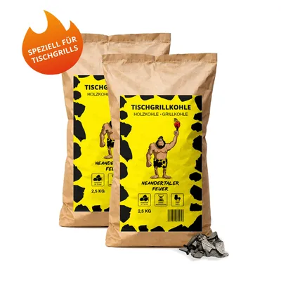 Produktbild von Neandertaler Feuer Tischgrillkohle Holzkohle Grillkohle 5 kg Grill Kohle für Tischgrill Balkon Dutch Oven Minigrill BBQ Grillholzkohle Buchenholzkohle