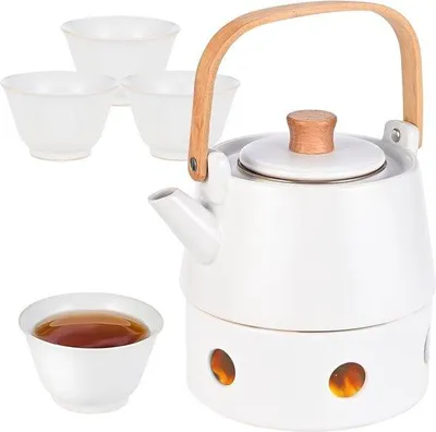 Produktbild von Famanu Teeservice 850 ml mit Sieb und 4 Tassen - Weiß