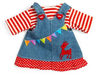 Produktbild von BigJigs Puppenkleidung Jeanskleid Latzkleid - Babypuppen Zubehör