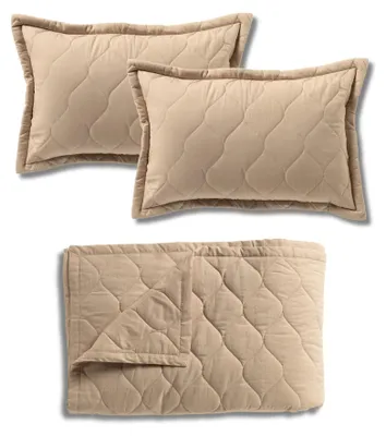 Produktbild von Dutch Decor SPARSET - 3-teilig - Romee - 2 Dekokissen 40x60 cm - 1 Tagesdecke 150x200 cm - Beige