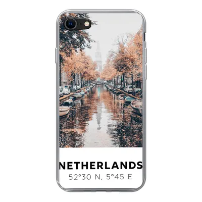Produktbild von MuchoWow® Handyhülle Schutzhülle Hülle für iPhone SE 2020 Niederlande - Amsterdam - Gracht - Herbst Silikon Softcase Handy Hülle - Kartenbesitzer