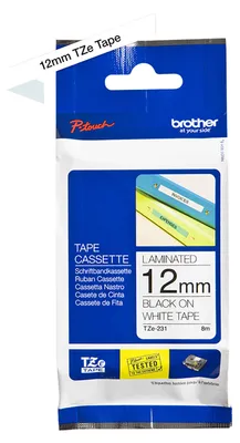 Imagen del producto de Brother Cinta Tze231 Texto Negro/Blanco 12mm
