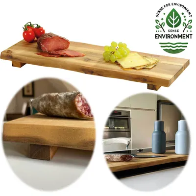 Produktbild von LS-LebenStil XL Vesperbrett Servierbrett 53cm Akazie Schneidebrett Serviertablett Küchenbrett Schneidebrett Sushi Käsebrett Holzbrett