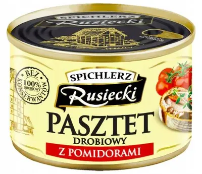 Zdjęcie produktu dla Spichlerz Rusiecki pasztet drobiowy z pomidorami 160g