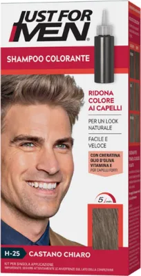 Obrázek produktu pro Pánský šampon na vlasy pro redukci šedin Just for Men H-25, světle hnědá, 66 ml