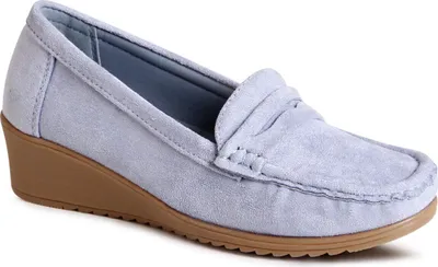 Produktbild von topschuhe24 3014 Damen Keilabsatz Pumps Komfort Slipper, Farbe:Blau, Größe:40 EU