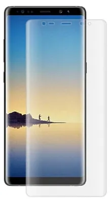 A screen protector is shown placed over a smartphone screen.