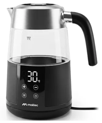 Immagine prodotto di Bollitore elettrico in vetro MalTec, capacità 1,7 L, con controllo della temperatura da 40 a 100 °C, modello MalTec Boily5000-BL, funzione di mantenimento della temperatura, display touch, 2200 W, productTiles.product.images.aiGenerated