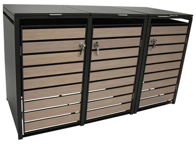 Produktbild von 3er Mülltonnenbox 198 x 116 x 80 cm Stahl Anthrazit
