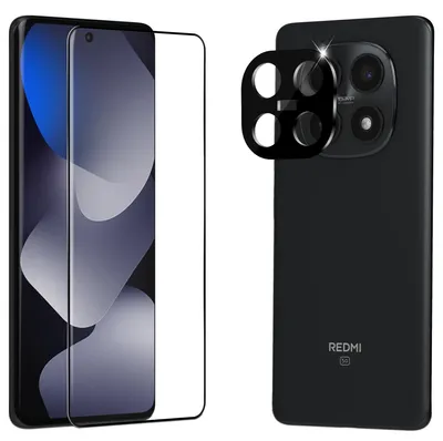 Obrázok produktu pre 1-balenie Xiaomi Redmi Note 15 5G Ochranné sklo na displej & 1-balenie ochrana objektívu - Tvrdené sklo 9H - Super kvalita 3D