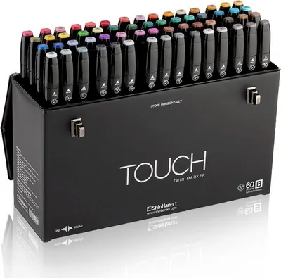 Zdjęcie produktu dla TOUCH dwustronne markery alkoholowe Fine & Chisel, 60szt basic B w etui