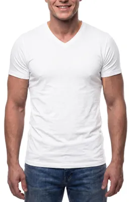 Produktbild von Mivaro Herren T-Shirt mit V-Ausschnitt in Weiß - kurzarm V-Neck Shirt aus 100% Baumwolle, Regular Fit, feinmaschiges Gewebe, Größen S bis 5XL