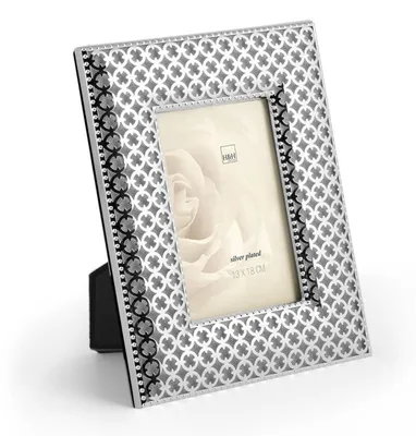 Image de H&h cadre photo avec bordure argentée, 18x13 cm, beige