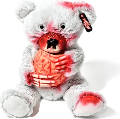Produktbild von Zombie Teddy Kuscheltier mit Herz - Gruseliger Plüschbär für Halloween, Gothic & Horror Fans - Niedliches Plüschtier aus 100% Polyester