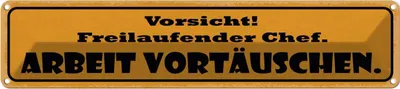 Produktbild von vianmo Blechschild 10x46 cm Vorsicht freilaufebder Chef Spruch Zitat
