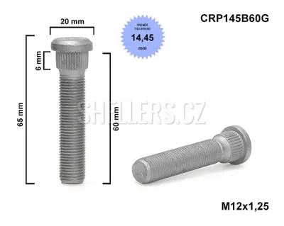 Obrázek produktu pro Kolový svorník - šteft M12x1,25x60 tisícihran průměr 14,45mm CRP145B60G Subaru, Toyota