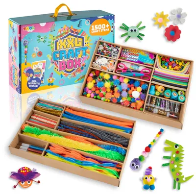 Produktbild von Joya Creative XXL Bastelkoffer für Kinder – Komplettes Bastelset mit über 1500 Bastelutensilien im Aufbewahrungskoffer