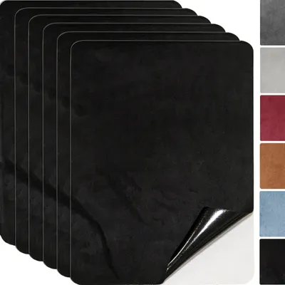 Image de Taches en microfibre adhésives - Patchs de réparation aspect daim - Pour la réparation de tissus - 6 pièces, 20 x 30 cm, noir