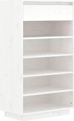 Obrázok produktu pre vidaXL Stojan na topánky biely 60x34x105 cm Masívne borovicové drevo