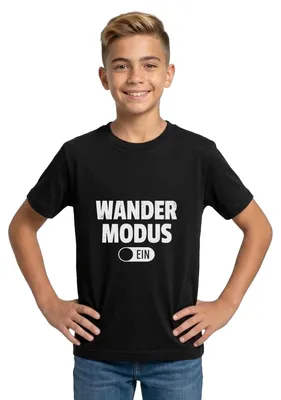 Produktbild von Spreadshirt Wandermodus Ein Teenager T-Shirt, 134/146 (9-11 Jahre), Schwarz
