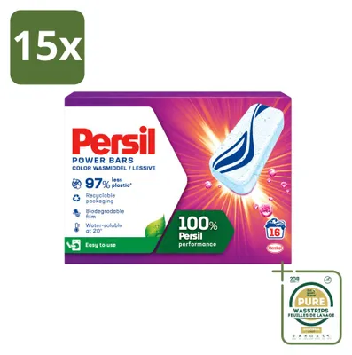 Produktbild von 15 x Persil Power Bars Waschmitteltabletten für Buntwäsche - Vorratspackung - 15 Stücke