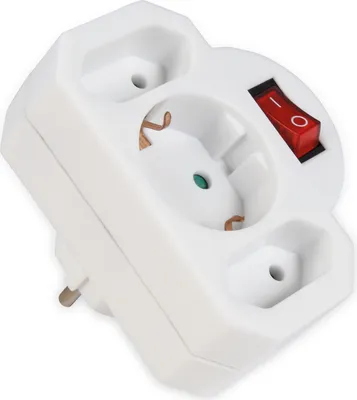Obrázok produktu pre Zásuvkový adaptér McPower, 1x uzemňovací kontakt, 2x Euro, s vypínačom