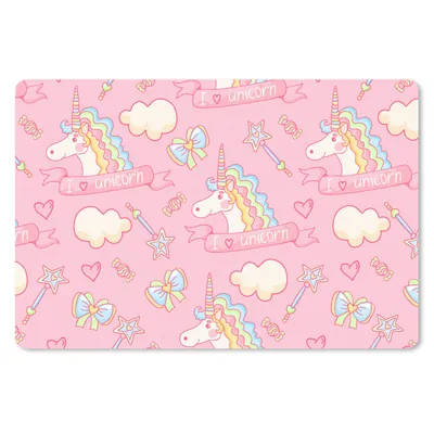 Produktbild von MuchoWow® Schreibtischunterlage Einhorn - Rosa - Muster - Kind 60x40 cm - XXL Mauspad - Großes Mauspad