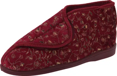 Produktbild von Zedzzz Geraldine Damen Hausschuhe mit Klettverschluss, Blumenmuster DF534 (37 EUR) (Weinrot)