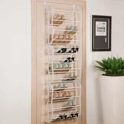 Produktbild von Schuhregale, 12 Ebenen Schuhständer, für bis zu 36 Paar Schuhe, Tür-Schuhregal, 50x18x183cm, Schuhablage, Weiß, Hängendes, für Türmontage