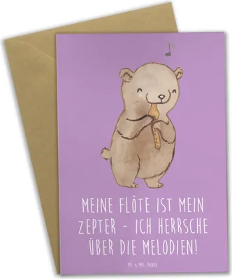 Produktbild von Mr. & Mrs. Panda Glückwunschkarte Flötenzauber - Lavendeltraum - Geschenk, einladungskarten, Flötist, dankeskarten, weihnachtskarten, Musik, Melodie, firmungskarte