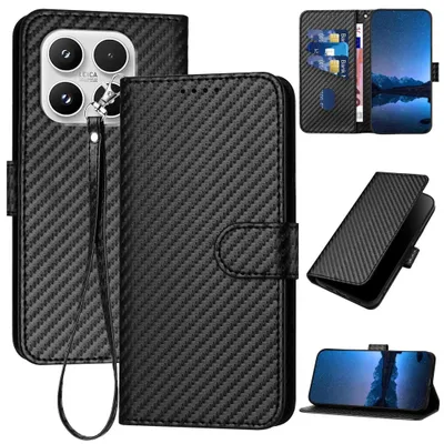 Produktbild von Handyhülle Klapphülle Kunstleder für Xiaomi 17 Carbon Design Schutz Case Schwarz