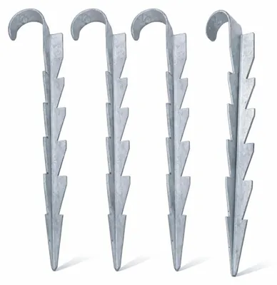Produktbild von Bodenanker 4 Stück 330 mm aus feuerverzinktem Stahl – Trampolinanker – Sturmsicherung
