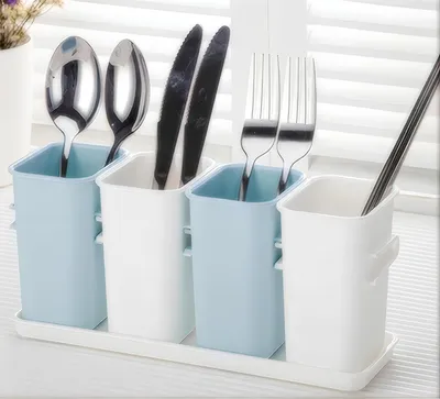 Produktbild von Küchenutensilienhalter - Zur Aufbewahrung und Organisation - Besteckkorb für die Küche - Kunststoffbehälter
