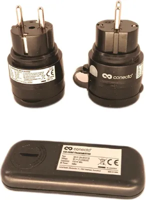 Image de conecto Prises de courant sans fil avec télécommande à l'extérieur, 2300 Watt, 230V, 2 x prises de courant avec télécommande radio, kit d'extérieur, IP44, économie d'énergie, portée 30m, noir