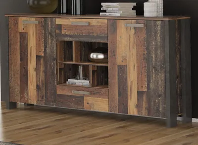 Produktbild von Sideboard Kommode CLIF 2 Türen 2 Schubladen Optik: Old Wood Vintage
