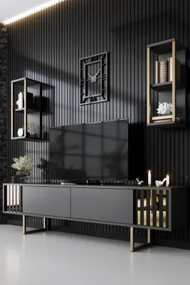 Produktbild von Skye Decor, Gold Line - Anthracite, Black, TV-Schränke, Anthrazit, 180 x 48 x 30 cm
