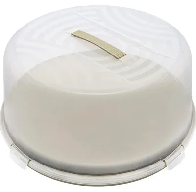 Imagen del producto de BranQ - Contenedor para pasteles "Joy" con tapa de alta protección y asa de transporte práctico, fabricado en plástico (PP) libre de BPA, color salvia/transparente