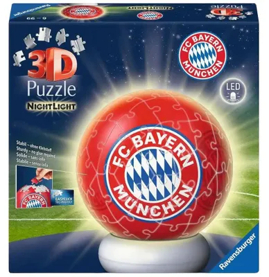 Obrázok produktu pre Ravensburger 3D puzzle nočné svetlo FC Bayern München – puzzle lopta s LED nočným svetlom ako nočná lampička pre deti od 6 rokov
