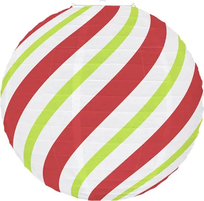 Produktbild von Rote und grüne Papierlaterne, 30,5 cm, runde Weihnachtslaterne zum Aufhängen für die Feiertags-Deckendekoration im Innen- und Außenbereich