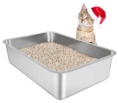 Immagine prodotto di Lettiera per gatti in acciaio inossidabile, dimensioni 50x35x15 cm, colore argento