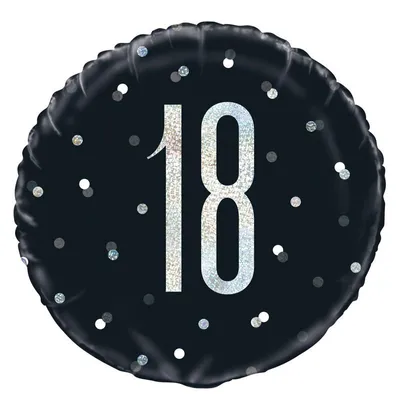 Produktbild von Folienballon schwarz & silber Zahl 18