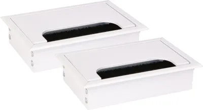 Produktbild von KOTARBAU® 2er Set Aluminium Kabeldurchführung 120x80mm für Möbel Weiß Kabeldose Kabeldurchlass Eckig Eloxiert