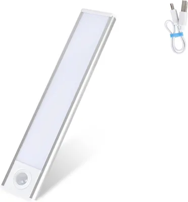 Zdjęcie produktu dla Oświetlenie LED do szafek – listwa – do oświetlenia kuchni – z czujnikiem ruchu – 20 cm – srebrne