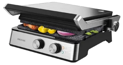 Produktbild von Cecotec Rock'nGrill Blaze, Schwarz, Edelstahl, Rechteckig, Drehregler, Rost + Blech, 290 x 230 mm, Stein