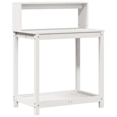 Produktbild von vidaXL Pflanztisch mit Ablagen Weiß 82,5x50x109,5 cm Massivholz Kiefer