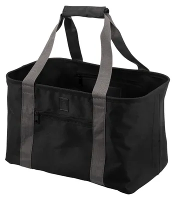 Productafbeelding van eluno STELLE boodschappenmand, ruimtebesparend opvouwbaar, stevige boodschappentas, versterkte bodem, picknickmand, waterafstotend polyester, zwart