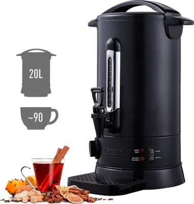 Produktbild von AREBOS Glühweinkocher 1650W | Heißgetränkespender | 20L | mit Auffangschale,Auslasshahn, Thermostat&Überhitzungsschutz | Temperatureinstellung schwarz
