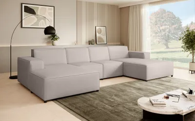 Produktbild von Ecksofa PEDRO U, breite Ottomane, Farbe: Cappuccino (Velo623)