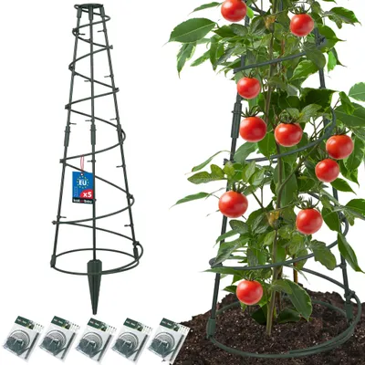 Image de KOTARBAU® Lot de 5 tuteurs modulaires ⌀25 cm, coniques, hauteur 60 cm – Treillis pour plantes grimpantes et légumes, tuteurs pour tomates, tuteurs en plastique